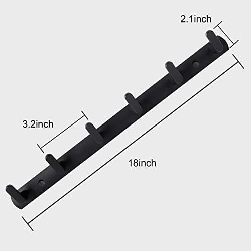 Modern Wall Mount Coat Rack with 6 Hooks, Black