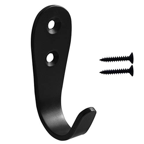 MsBong 12-Piece Black Coat Hooks, Heavy-Duty No-Rust Wall Mount for Coats, Keys, Towels, Bags