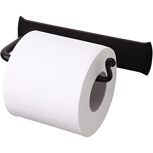 RTZEN Black Matte Wrought Iron Toilet Paper Holder - Modern Farmhouse Bathroom Decor