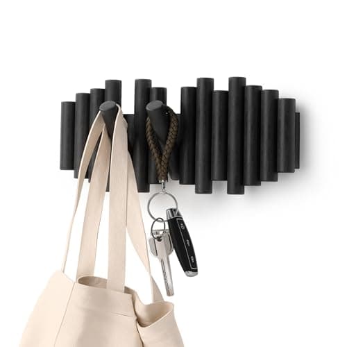 Umbra Black Wall-Mounted Coat Rack with 5 Pegs