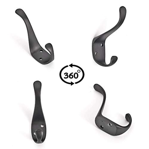 Ambipolar Double Matt Black Wall Hooks 10-Pack