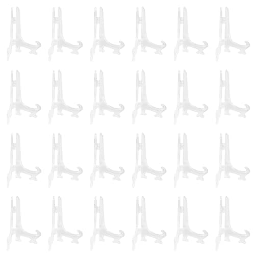 Litoexpe 24pcs 4 Inch Clear Plastic Picture Frame Acrylic Display Easels
