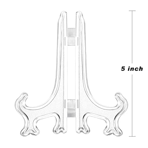 Boao 24-Piece Clear 5" Plastic Easel Plate Display Stand Holder for Weddings, HomeDecoration