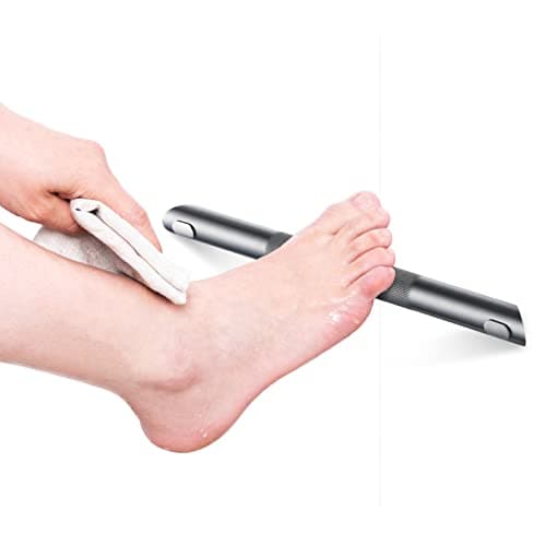 Non-Slip Brass Foot Rest Bar for Corner Showers, Matte Black — Brushed Nickel