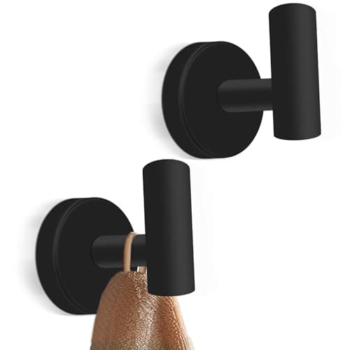 Black Matte Towel Hooks, Stainless Steel, 4 Packs Bathroom & Kitchen Wall Mount — 2pcs Black