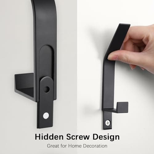 Heavy Duty 6 Pack Wall Mount Coat Hooks - Black, Decorative Metal for Mudroom Bathrobe Hanging