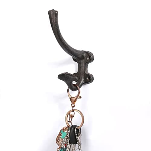 Ambipolar Vintage Antique Black Heavy Duty Double Wall Hooks, 5-Pack Mudroom Coat Rack