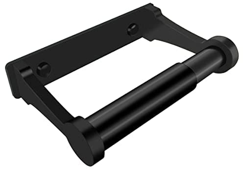 Matte Black Spring Loaded Aluminum Toilet Paper Holder, 5-Inch Self-Adhesive Bathroom Kitchen