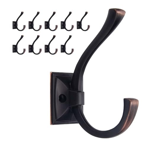 TUNNY Oil-Rubbed Bronze 5 Pack Antique Wall Hanging Coat Hook — Oil-Rubbed Bronze(10 pack)