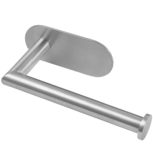 Matte Black Wall Mount Toilet Paper Holder for Bathroom — Adhesive-brushed Nickel