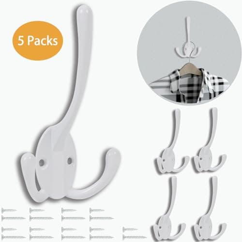 5 Pack Heavy Duty Black Wall Mount Coat Hooks Decorative for Bath and Kitchen