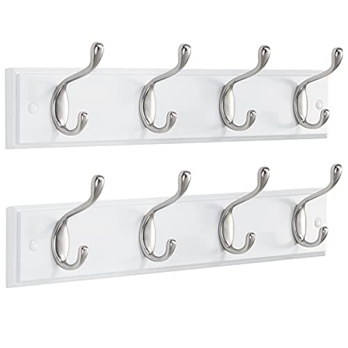AMADA White Wall Mount Coat Rack 2 Pack