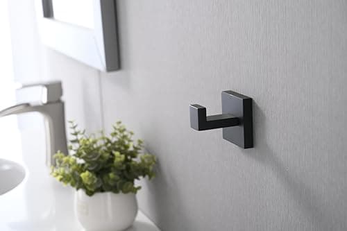 4 Pack Matte Black Stainless Steel Towel Hooks, Space-Saving for Bathroom, Bedroom or Kitchen