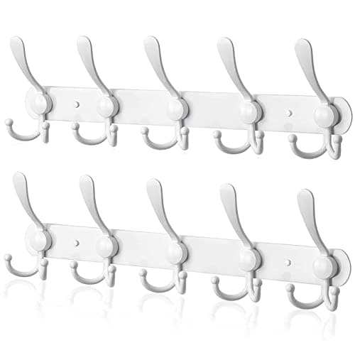Stainless Steel Coat Rack, 3 Hooks for Mudroom, Entryway, Black (1 Pack) — White