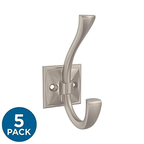 Franklin Brass Ruavista B48022K-NIC-C 5-Pack Coat & Hat Hooks Nickle Wall Organizer