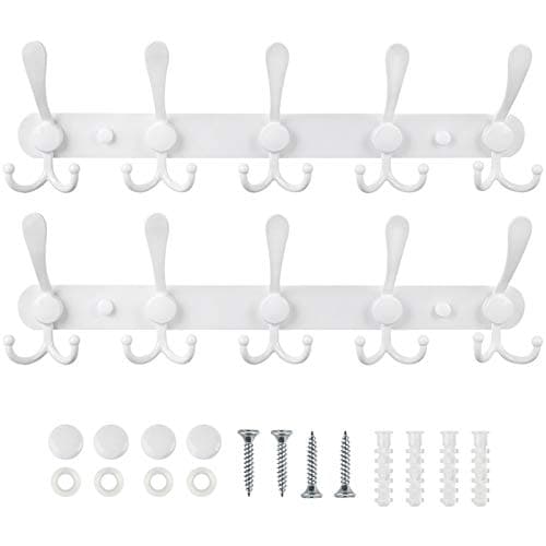 Stainless Steel Wall Mount Coat Rack, 2 Packs 15 Hooks Entryway Closet