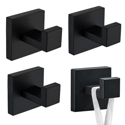 304 Stainless Steel Matte Black 4-Pack Wall Mount Towel Holder for Bathroom Kitchen Garage