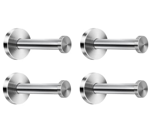 Brushed Stainless Steel Bath Towel Hooks, 4 Wall Mount, 4 PCS