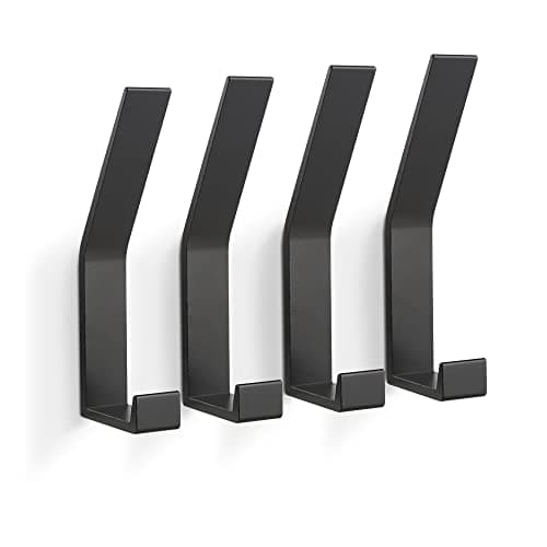 Black Wall Mount Coat Rack Hooks, 4Packs, Bath Towel Rope for Kitchen, Foyers & Bedrooms