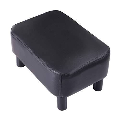 IBUYKE Black Padded 16.54" Rectangular Footstool RF-BD210