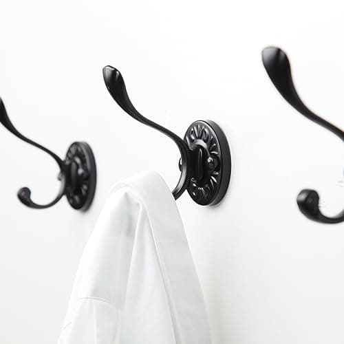 5pcs Matte Black Coat Hooks & Towel Bars for Bathrooms & Entryway