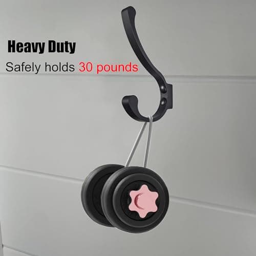 Heavy Duty Black Wall Hooks for Coats, Scarves, Bags, Towels (6 Pack)