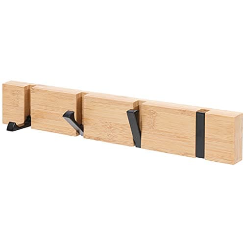 Space-Saving Wall-Mounted Coat Rack with 4 Hooks - White — Natural