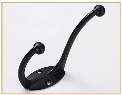 AMBIRD Heavy Duty Wall Hooks, 2Pcs No-Rust Black for Coats, Keys, Towels