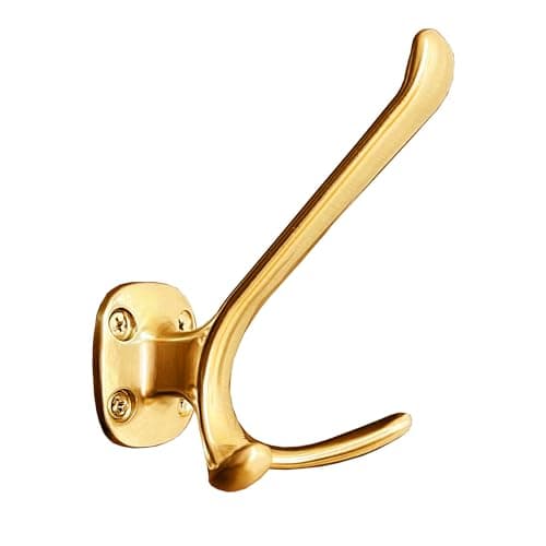 Durable Wall-Mounted Coat Hooks for Thick Coats and Bags — Brushed Brass