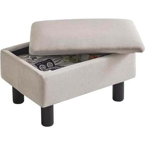 IBUYKE Black Padded 16.54" Rectangular Footstool RF-BD210 — Storage Linen