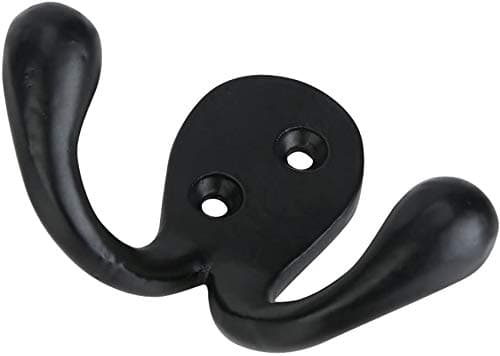 Heavy Duty Set of 4 Double Coat Hooks with Powder Coat Black