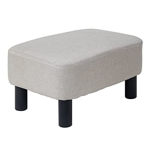 IBUYKE Black Padded 16.54" Rectangular Footstool RF-BD210 — Linen