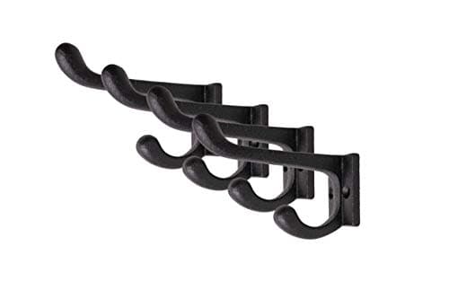 CRAFTSMAN ROAD Vintage Cast Iron Wall Hooks (Black, Set of 4) | Rustic Farmhouse Coat Hooks | Perfect for Coats, Bags, T