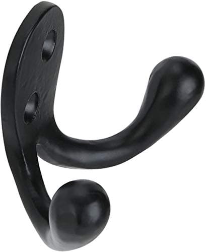 Heavy Duty Set of 4 Double Coat Hooks with Powder Coat Black