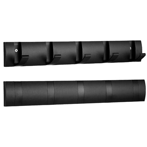 Wesiti Floating Wall Coat Rack with Hooks, White — Black