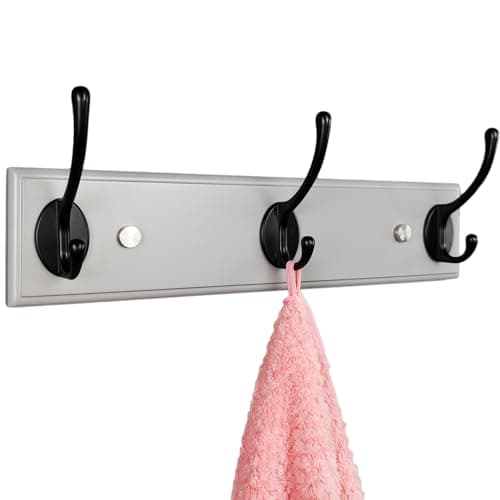 Wall-Mounted White Wood Coat Rack with 3 Hooks, Small Size — 12.2 inch