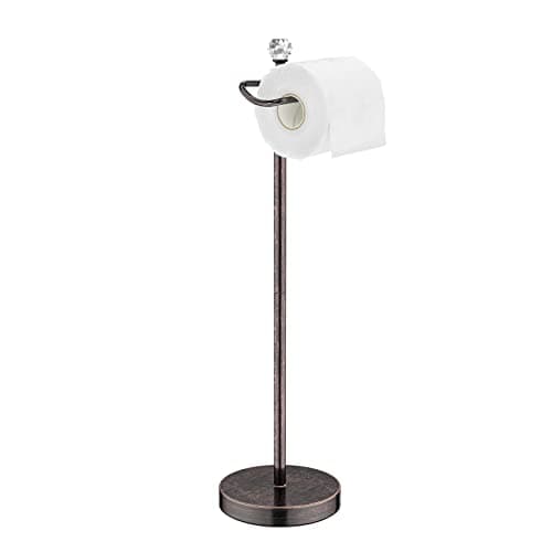Chrome Finish Crystal Finial Free-Standing Toilet Paper Holder with Reserve Function — Oil Rubbed Bronze