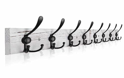 Burnt Brown Wall Mount Coat Rack 31.5'' for Living Room & Bathroom — Old White Plate & Black Hook