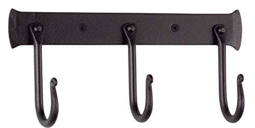 RTZEN Wrought Iron Classic Rustic Wall Hooks - 3 Pack for Coat Towel or Hat — J-Hook Rack of 3
