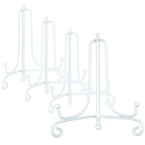 LIONWEI 4 Inch White IronPlate Stand Holder for Plates and Photos, 4pcs