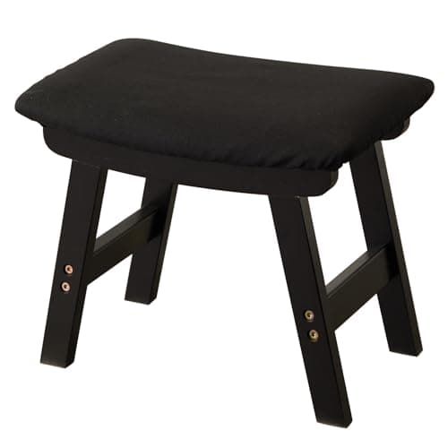 Bamboo Desk Foot Stool, Black Legs & Surface - Extra Seating