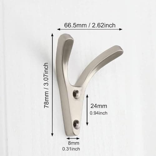 Heavy Duty Black Wall Hooks for Coats, Towels & Keys (Nickel, 5 Pac)