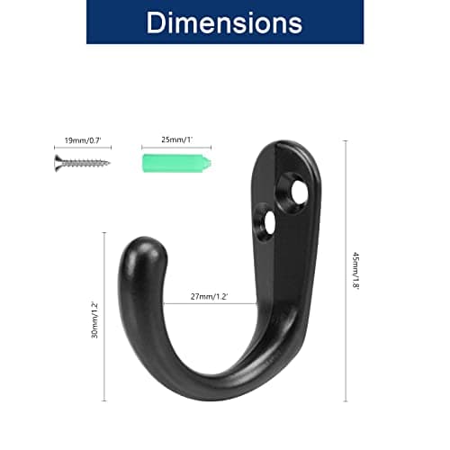 NearMoon Heavy Duty Matte Black Wall Hooks for Towel, Hat, Key, Bag