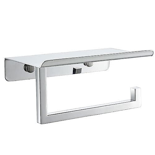 JQK 304 Stainless Steel Toilet Paper Holder and Phone Shelf, Brushed Finish TPH202-BN-T — Chrome