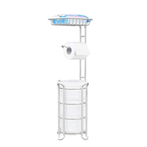 Shiny Chrome Toilet Paper Holder with Shelf for Storage and Phone/Wipe Holds Mega Rolls — C-ivory