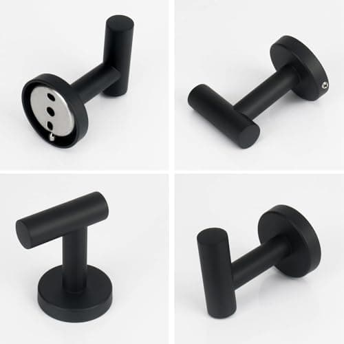 NearMoon Matte Black Stainless Steel Towel Hooks, 4 Pack, Heavy Duty Bathroom Hooks