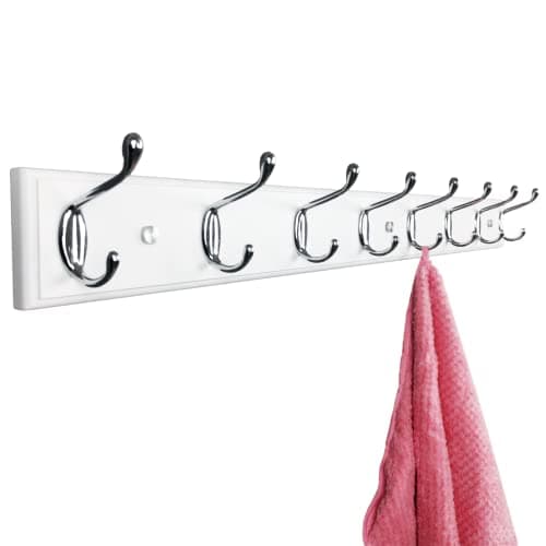 Wall-Mounted White Wood Coat Rack with 3 Hooks, Small Size — 31.5inch