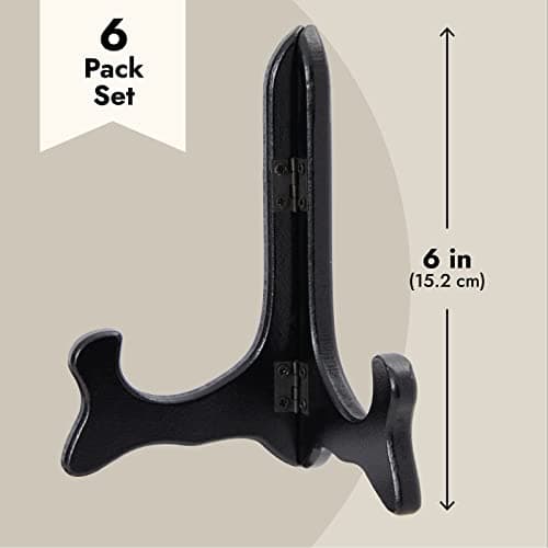 Juvale Black 6-Pack Small Wooden Plate Stands for Display and Arts