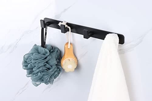 Heavy Duty Stainless Steel Coat Rack, 4-Tri Hook Hanger, Black, Wall Mount Storage