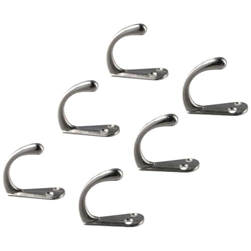 Heavy Duty Brushed Nickel 6 Pack Robe Hook Hanger, WallMounted for Bathroom, Kitchen & Living Room